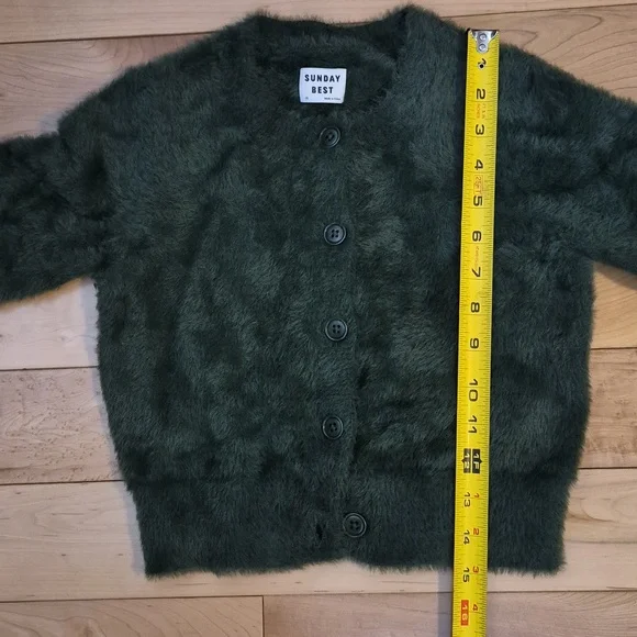 Sunday Best Women's Size XS Forest Green Fuzzy Cardigan - Picture 4 of 6